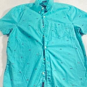 American Eagle Outfitters Aqua Button-Down Shirt